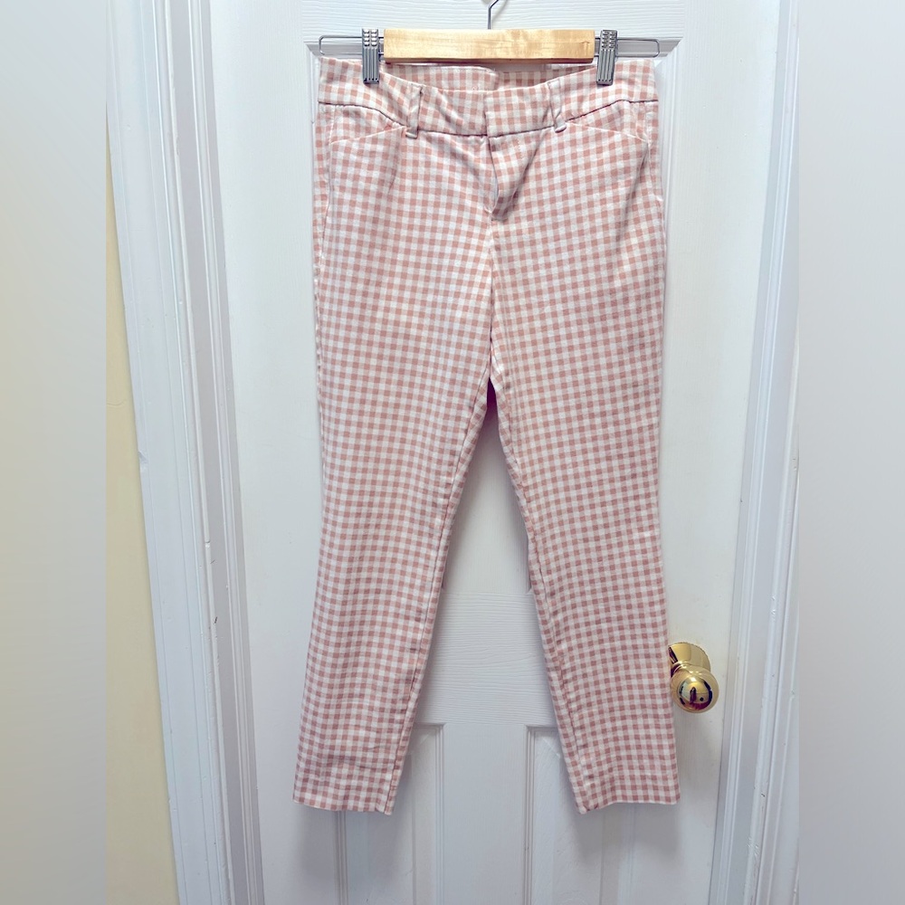 Old Navy Pixie Ankle Pink/White Checkered Tapered Leg, Size 2 EXCELLENT C…